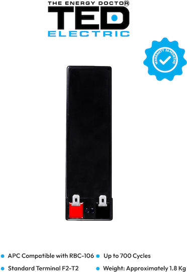 Battery Pack Compatible Apc Rbc106 12v 7ah 1x12v Ted Electric