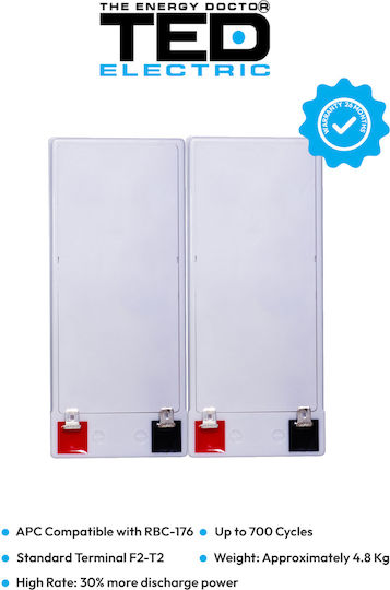Battery Pack Compatibil Apc Rbc176 24v 7.1ah 2x12v Ted Electric