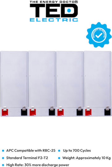 Battery Pack Compatible Apc Rbc25 48v 7.1ah 4x12v Ted Electric
