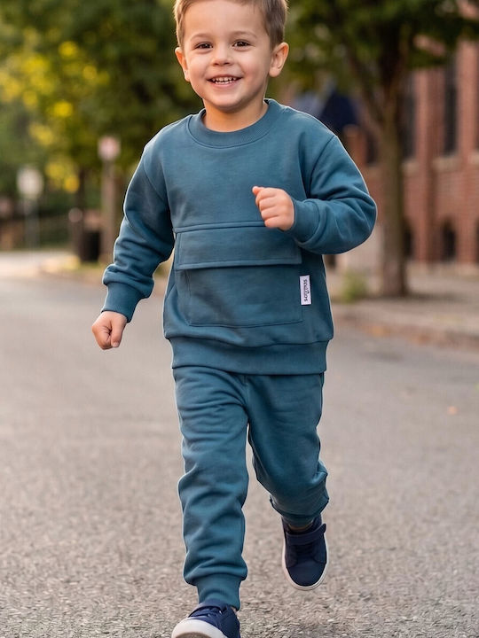 Kids Sweatpants Set With Blue Top