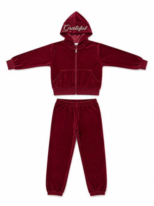 Kids Sweatpants Set With Jacket Burgundy