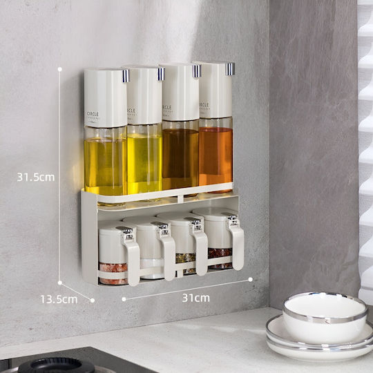 Plastic Spice Organizers on Base White 9 Pieces