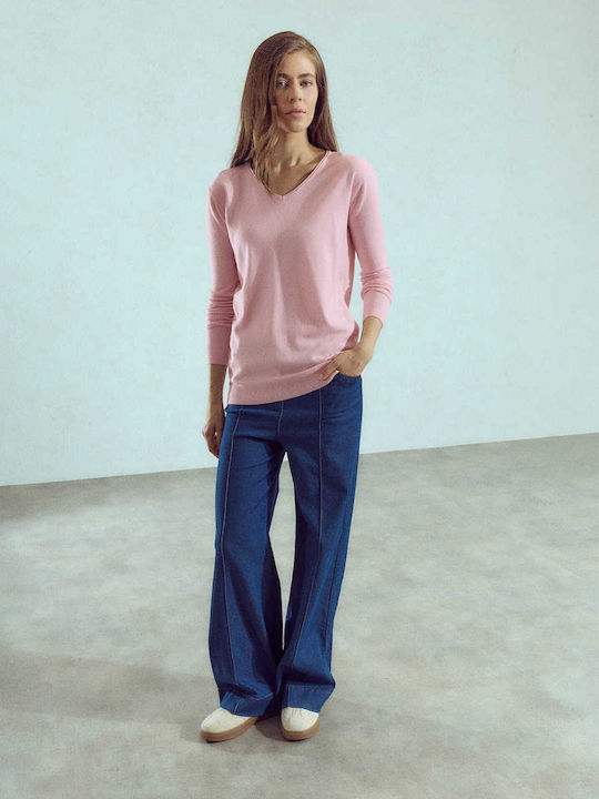 Celestino Damen Bluse V-Ausschnitt Rosa Hell