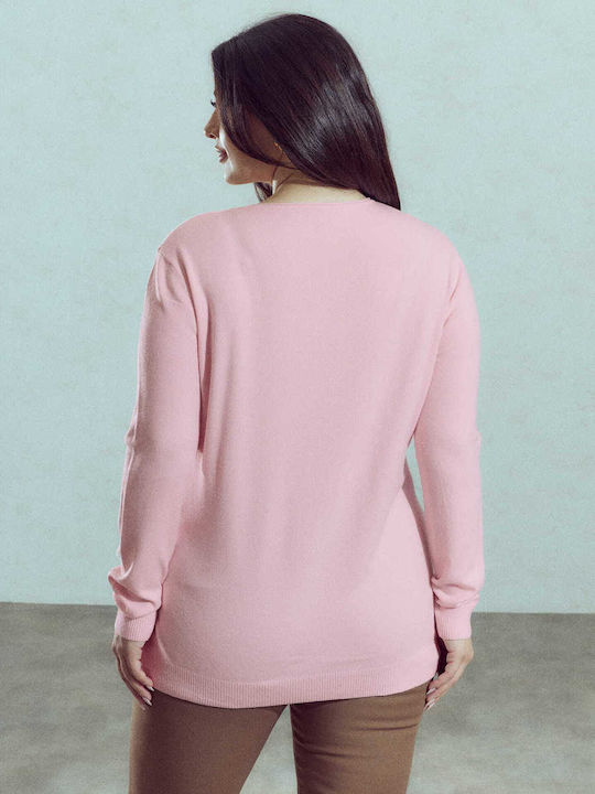 Celestino Damen Bluse V-Ausschnitt Rosa Hell