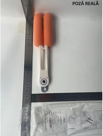 Perie de Curățare pentru Sticle și Pahare Flippy cu Mâner Lung din Burete Accesorii pentru Curățarea Paielor și Capacelor Ușor de Agățat 27.5x11.4x6cm Albă