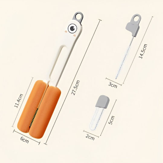 Perie de Curățare pentru Sticle și Pahare Flippy cu Mâner Lung din Burete Accesorii pentru Curățarea Paielor și Capacelor Ușor de Agățat 27.5x11.4x6cm Albă