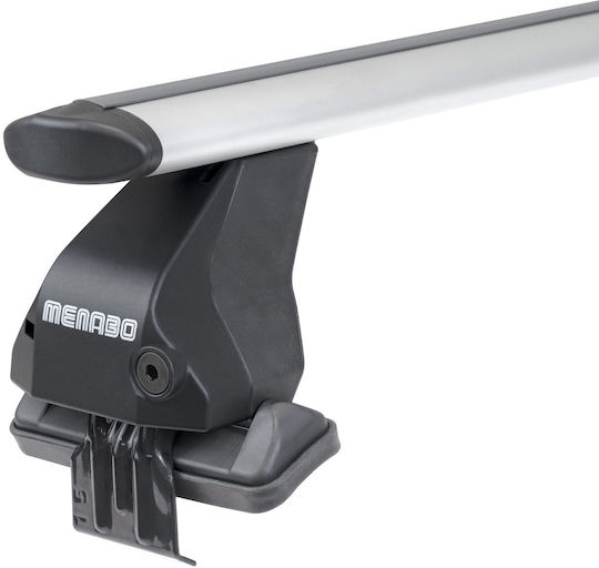 Menabo Car Roof Bars Aluminum Omega Plus 130cm for Citroen DS4 5D Mk2 2021+ Set with Roof Rack Legs Silver