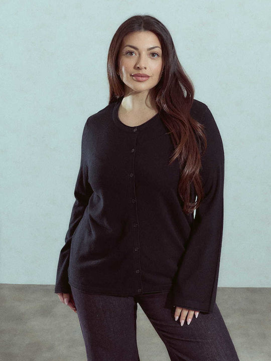 Celestino Gestrickte Damen Strickjacke Weiche Textur Schwarz