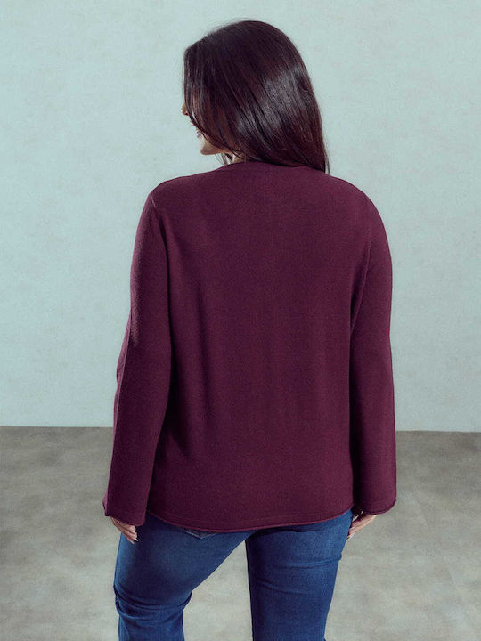 Celestino Women's Knitted Cardigan Soft Texture Burgundy