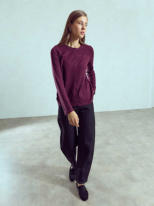 Celestino Women's Knitted Cardigan Soft Texture Burgundy