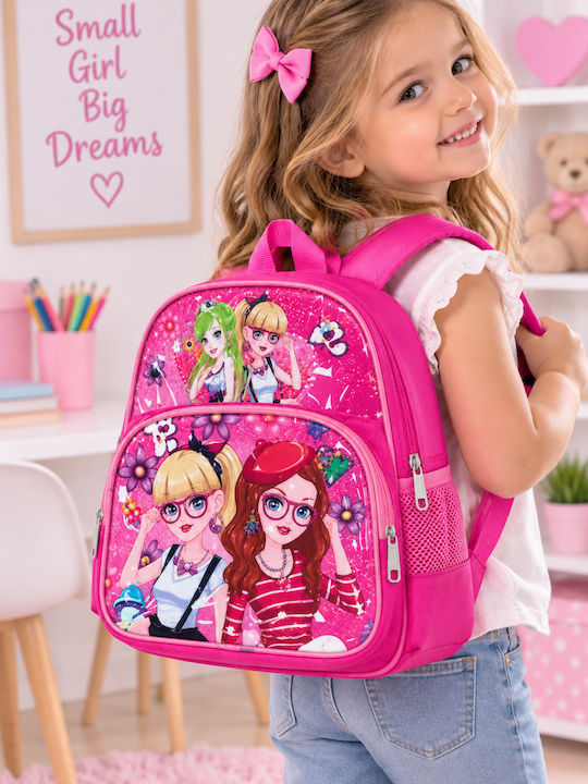 School Backpack For Elementary With Water Bottle Holder Fuchsia