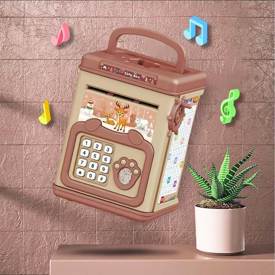 Pușculiță Flippy Smart Box Economii Pușculiță Efecte Sonore Tip ATM Parolă Amprentă Plastic 20 X 13.5 X 11.5 Cm Roz