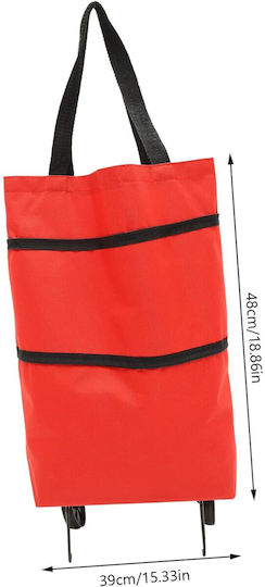 Cărucior de piață din plastic pliabil roșu 39x46x12cm