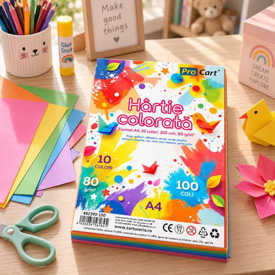 Colored Paper A4 80 G/m² 100 Sheets Top 10 Colors