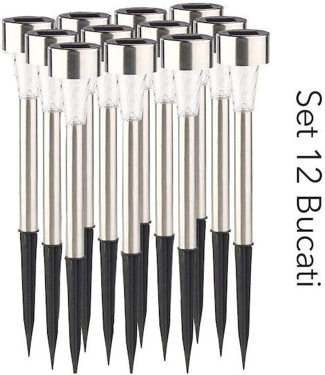 Set 12 Lămpi Solare cu Lumină Alb Rece 5500K IP44 29x4.5x4.5cm