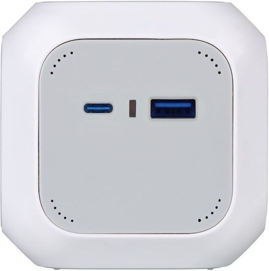 Brennenstuhl PowerCube 4 Steckdosenleisten mit USB-A, Schalter und Kabel 1.4m