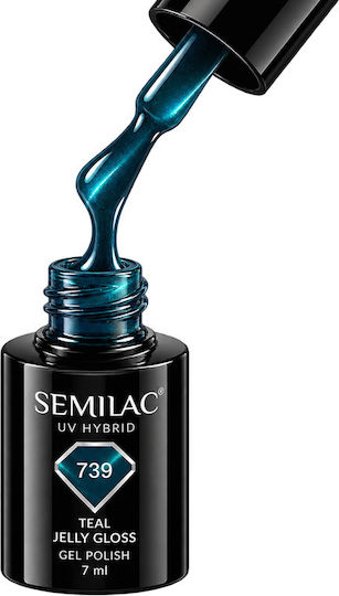 Semilac Ημιμόνιμο Βερνίκι Νυχιών 739 Teal Jelly Gloss 7ml