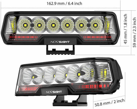 Водоустойчива Алуминиева LED Лента Spot 16.3cm 38w 12-24v 4840lm 6000k Студено Бяло Червено Ip68 A500-wl3r-6s Novsight