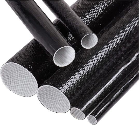 Protector De Cablu Din Vată De Sticlă Rezistent La Căldură 105°c Căptușeală Pvc Ø5mm Negru 1 Metru