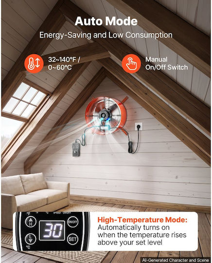 Vevor SQFJ26N16YC1BQGDK001V2 Професионален Вентилатор С Диаметър 40.6cm