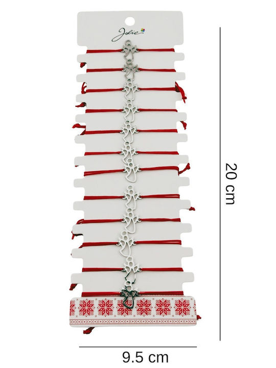 Brățară Mărțișor Pentru Femei Jolie Design Înger Set 12 Piese Pandantiv Argintiu Oțel Inoxidabil Șnur Roșu Reglabil