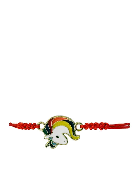Bratari Martisor Pentru Femei Copii Jolie Magic Unicorn Curcubeu Design Module 12 Piese Pandantiv Emailat Snur Reglabil Roșu Multicolor