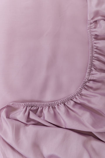 Naf Naf Unique Bed Sheets Set King Size with Rubber Hugger 270x280cm Lilac 4 Pieces