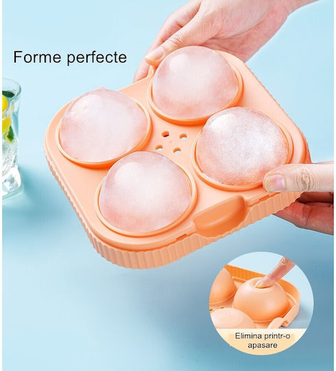 Formă de gheață Rotundă Din Plastic Cu 4 Locuri Portocalie 125161
