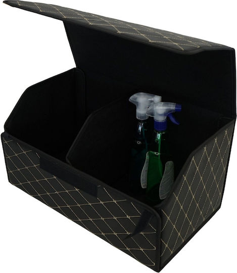 Cutie de depozitare auto Flippy Premium Organizator pentru portbagaj Geantă multifuncțională din piele ecologică pliabilă rezistentă la uzură 2 compartimente de depozitare pliabilă rezistentă la uzură Negru Alb 55 X 30 X 30cm