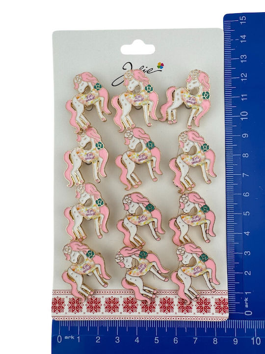 Set 12 Martisor Brooches Children Jolie Unicorn Model Pink Hair Message You Are Unique Multicolor