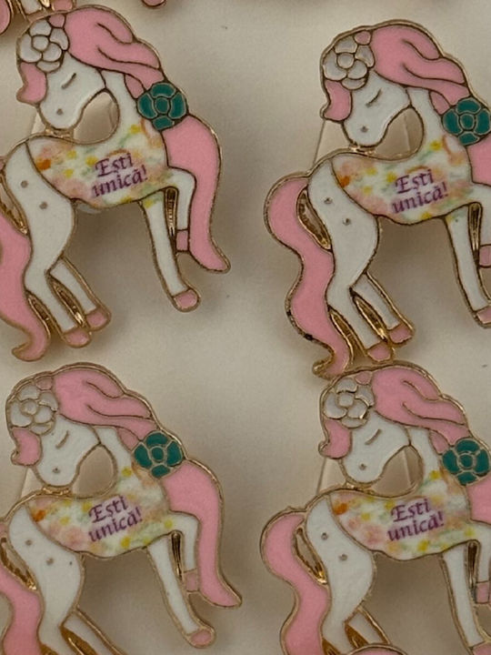 Set 12 Pinuri Martisor Copii Jolie Model Unicorn Mesaj Roz Păr Ești Unic Multicolor