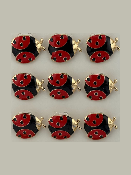 Set 12 Spring Martisor Brooches Jolie Ladybug Design Red-black