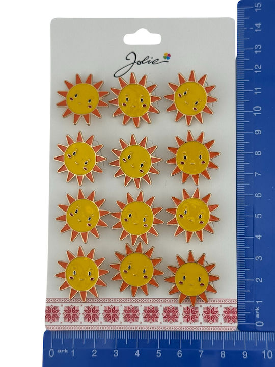 Set 12 Martisor Brooches Children Jolie Sun Model Yellow