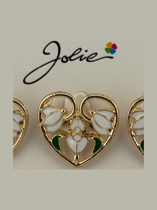 Set 12 Spring Martisor Brooches Jolie Three Snowdrops In Heart Design White