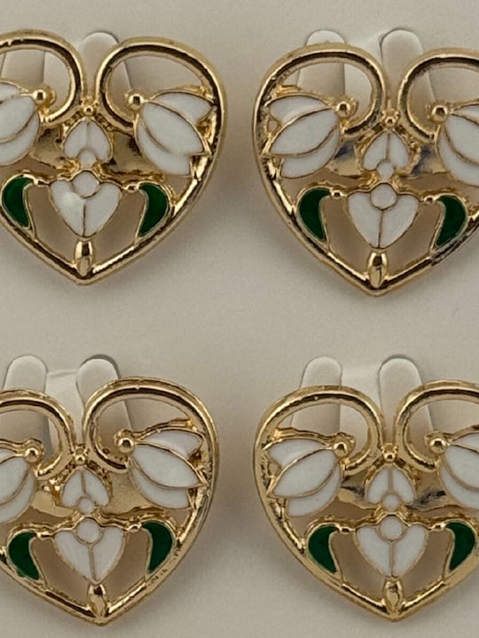 Set 12 Spring Martisor Brooches Jolie Three Snowdrops In Heart Design White