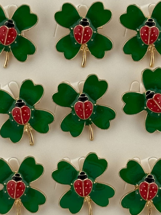 Set 12 Pinuri Martisor De Primăvară Jolie Păpădie Pe Design Trifoi Verde