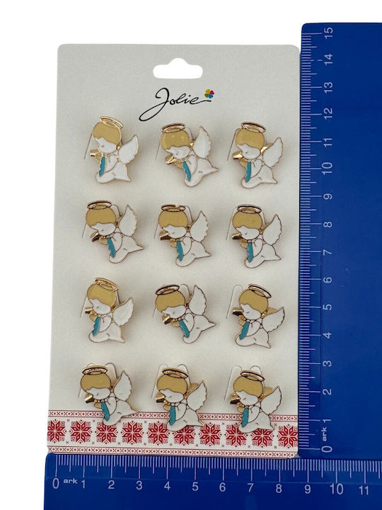 Set 12 Pinuri Mărțișor Copii Jolie Angel Design Alb
