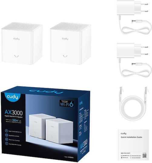 Cudy M3000S AX3000 Точка за достъп с Mesh Wi‑Fi 6 Двулентов (2.4 и 5GHz) Двоен комплект