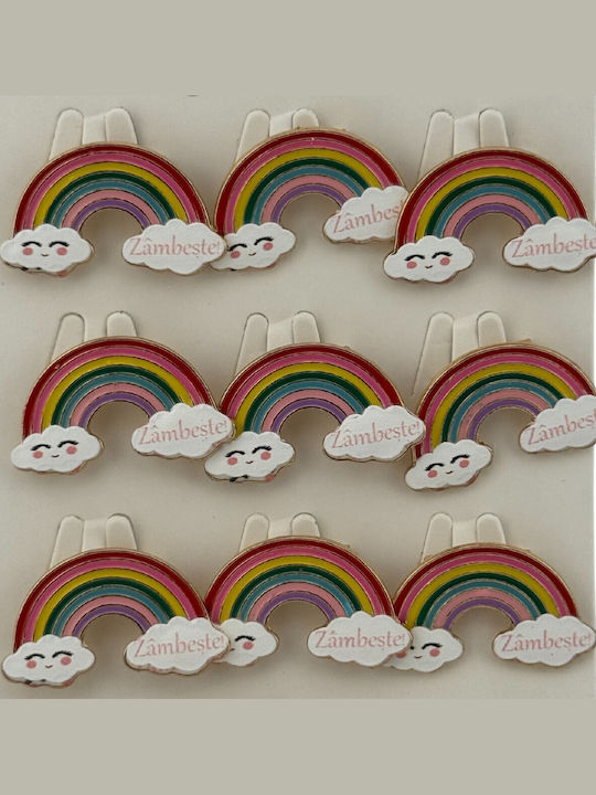 Set 12 Broșe Martisor Copii Jolie Design Curcubeu Zâmbet Mesaj Multicolore