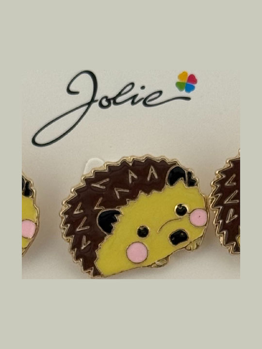 Set 12 Martisor Brooches Children Jolie Hedgehog Design Brown Yellow