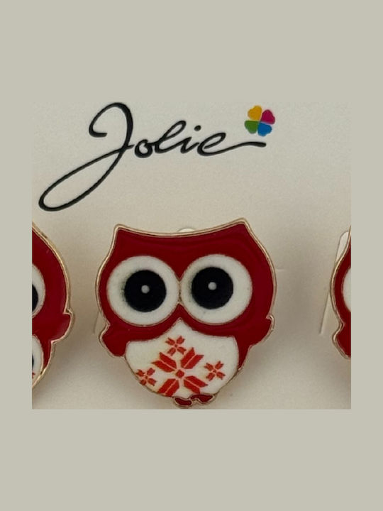 Set 12 Martisor Brooches Children Jolie Owl Design Red White