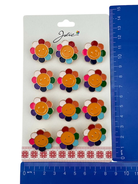 Set 12 Pinuri Mărțișor Copii Jolie Floare Zâmbitoare Design Multicolor