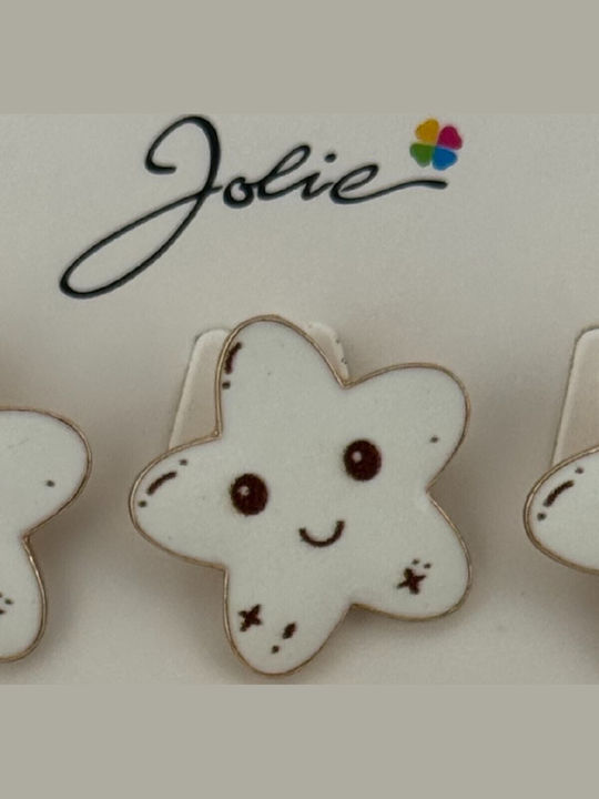 Set 12 Pinuri Mărțișor Copii Jolie Stea Zâmbitoare Design Alb