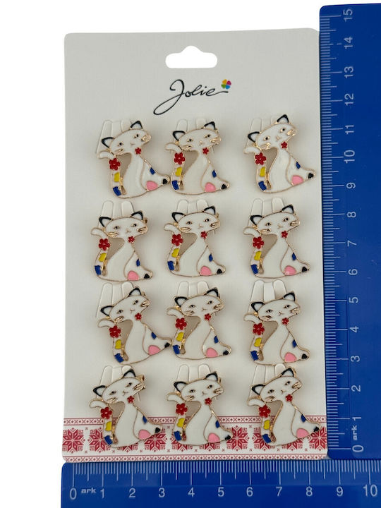 Set 12 Martisor Brooches Children Jolie Cat Model White