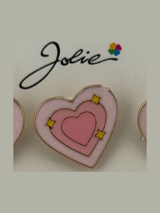 Set 12 Martisor Brooches Children Jolie Heart Stars Design Pink