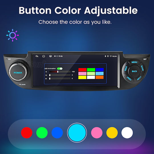Junsun 6 86" Android 15 Multimedia 2gb/64gb Fiat 500 2007-2015 Ασύρματο Carplay Android Auto Gps Dsp Μαύρος
