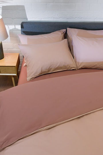 Viokarpet Duvet Cover Set 165x245cm Single With Pillowcase Hue Taupe Amber