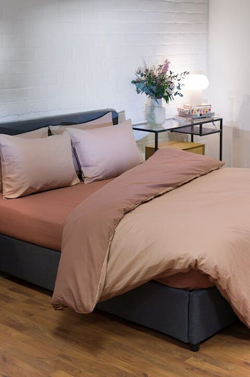 Viokarpet Duvet Cover Set 165x245cm Single With Pillowcase Hue Taupe Amber