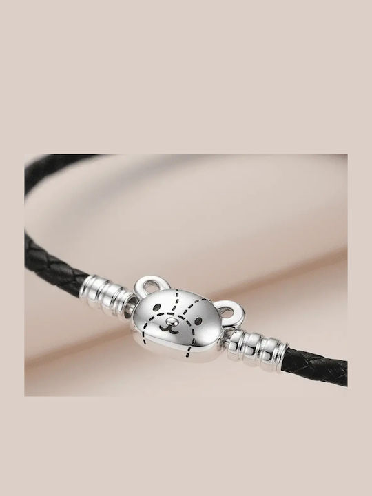 Diora Black Braided Bracelet Teddy Bear