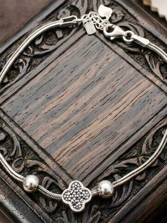 Women's Bracelet Made 925 Silver Jolie Silver Snake Model Clover Charm Adjustable Length Elegant Design Symbol Luck Weight 4.8 G Silver-colored Women's Bracelet Made 925 Silver Jolie Silver Snake Model Clover Charm Adjustable Length Elegant Design Symbol Luck Weight 4.8 G Silver-colored
